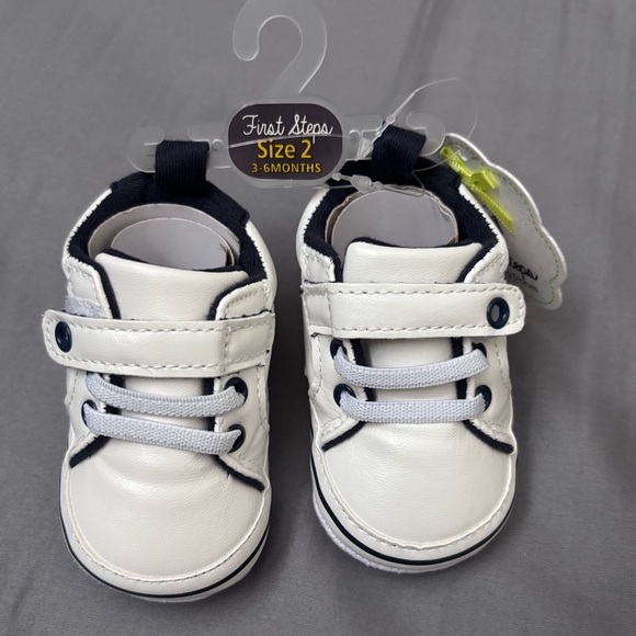 First Steps Other - White and Navy Baby First Steps Sneakers - Size 2 (3-6 Months)